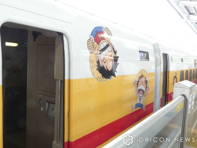JR西日本、『ONE PIECE新幹線』「モンキー・D・ルフィ号」きょうからデビュー 車体に32体のルフィ
