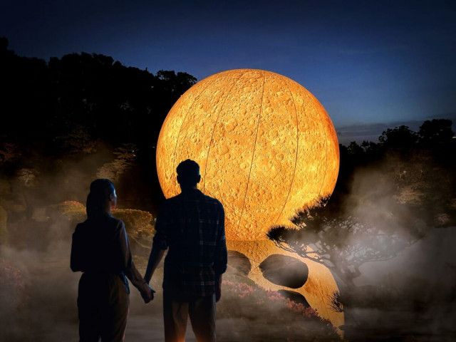【大濠公園 日本庭園 宙＜SORA＞】幻想的な夜の庭園に没入するイルミネーション