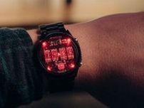 レトロな赤い光に癒される。ボタンを押すとアニメーションで時刻が表示される腕時計「TIME RED WATCH」