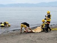 海水浴場で救助訓練　北斗で函館海保