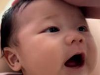 「え？もう終わり？」パパの動きが止まると…赤ちゃんの予想外の表情にキュン♡　「こんなん一生やったるわ」