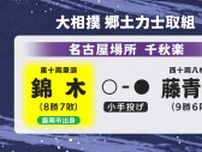 錦木（岩手・盛岡市出身）が藤青雲に小手投げで勝って8勝7敗　勝ち越し決める　大相撲名古屋場所千秋楽