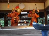 野洲市の兵主大社で国スポ炬火イベント　櫻本市長が採火、女人舞楽が舞を奉納
