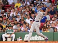 大谷翔平、第２打席で右前打　押し出し四球で生還しメジャー断トツ98得点　６試合連続本塁打へ