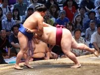 藤ノ川　御嶽海を突き落として5連勝　まるで「牛若丸対弁慶」新入幕が53キロ重い元大関に逆転勝ち
