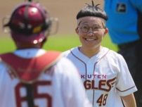 お笑い芸人のキンタロー。がサザエさんの中島に扮して始球式も打者の背後を通過　「磯野と練習したのに…」