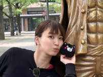 「火の国・熊本で再会！」女優・坂ノ上茜がルフィ像と“くまモン2ショット”を公開