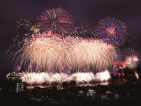 【伊東温泉 海の花火大会】伊豆最多の14回開催！約1万発を海上5カ所から打ち上げる按針祭も
