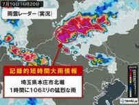 埼玉県や群馬県に相次いで「記録的短時間大雨情報」　災害の危険高まる