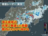 埼玉周辺で猛烈な雨　雷雲が南下中　関東は夜遅くまで浸水や川の氾濫など厳重警戒