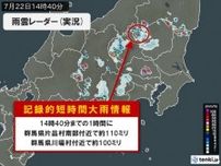 群馬県で相次いで「記録的短時間大雨情報」　1時間に約110ミリの猛烈な雨