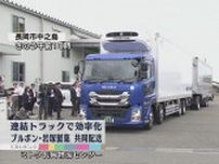 ブルボン・岩塚製菓が2社の商品を共同配送　25メートルの“ダブル連結トラック”で効率化《新潟》