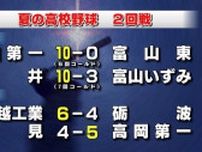 富山第一はコールド発進…10対0快勝で初戦突破　夏2連覇中の富山商業もコールド勝利　夏の高校野球富山大会2回戦