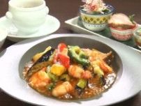 【藤枝・彩桜】お酢でサッパリ 夏野菜がメインの小エビと野菜の酸辣ソース炒め