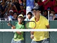 尽誠学園の同校対決になったソフトテニス男子、亀安隼亘・関口光希組が優勝